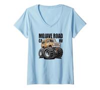 Donna Disegno di Cartone Animato Mojave Road California Nevada Overlanding Maglietta con Collo a V