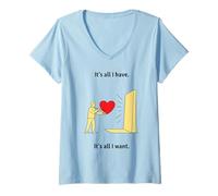 Donna Disegno di devozione da Pittore a Cuore su Tela Maglietta con Collo a V