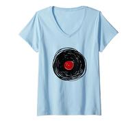 Donna Disegno di Dischi in Vinile - LP Collector Maglietta con Collo a V