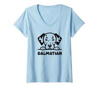 Donna Disegno minimalista della natura del volto di animale del cane dalmata per i bambini Maglietta con Collo a V
