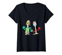 Donna Disney And Pixar's Toy Story 5 Forky Karen Beverly Big Pose Maglietta con Collo a V