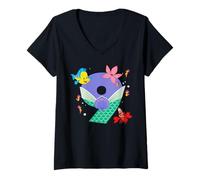Donna Disney Ariel Numbers "9" Ninth 9th Birthday Party Gift Maglietta con Collo a V
