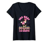 Donna Disney Best Mom on Earth Mickey & Minnie Family Trip Maglietta con Collo a V