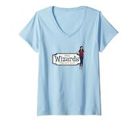 Donna Disney Channel Wizards of Waverly Place Logo Maglietta con Collo a V