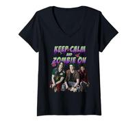 Donna Disney Channel Zombies 2 Keep Calm And Zombie On Maglietta con Collo a V