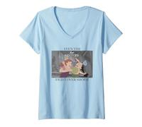 Donna Disney Cinderella Even The Best Sisters Maglietta con Collo a V, Celeste, XXL