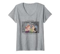 Donna Disney Cinderella Even The Best Sisters Maglietta con Collo a V, Grigio Melange, S