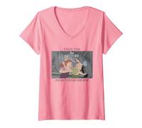 Donna Disney Cinderella Even The Best Sisters Maglietta con Collo a V, Rosa, XXL