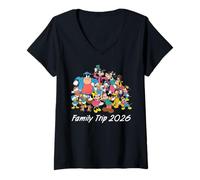 Donna Disney Classic Characters Family Trip 2026 Matching Vacation Maglietta con Collo a V