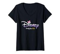 Donna Disney Daisy Duck Script Logo Family Trip 2026 Vacation Maglietta con Collo a V