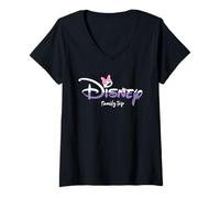 Donna Disney Daisy Duck Script Logo Family Trip Vacation Matching Maglietta con Collo a V