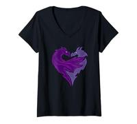 Donna Disney Descendants 2 Mal Dragon Maglietta con Collo a V