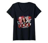 Donna Disney Descendants Red It's My 12th Birthday Party Gift Maglietta con Collo a V