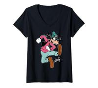Donna Disney Goofy Retro Character Silly Pose Trip Matching Maglietta con Collo a V