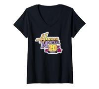 Donna Disney Hannah Montana 20th Anniversary Official Logo Maglietta con Collo a V