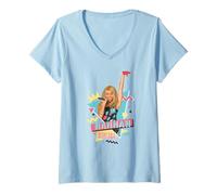 Donna Disney Hannah Montana 90s Maglietta con Collo a V