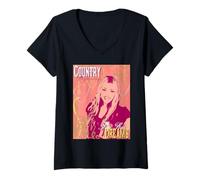 Donna Disney Hannah Montana Miley Stewart Country Beginnings Maglietta con Collo a V