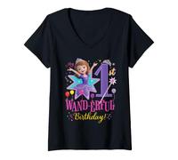 Donna Disney Jr. Sofia the First My 1st Wand-erful Birthday Party Maglietta con Collo a V