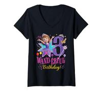 Donna Disney Jr. Sofia the First My 3rd Wand-erful Birthday Party Maglietta con Collo a V