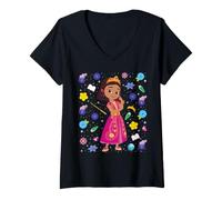 Donna Disney Jr. Sofia the First Princess Layla Big Pose Collage Maglietta con Collo a V