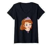 Donna Disney Jr. Sofia the First Princess Sofia Big Face Costume Maglietta con Collo a V