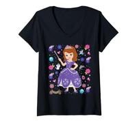 Donna Disney Jr. Sofia the First Princess Sofia Big Pose Collage Maglietta con Collo a V