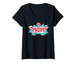 Donna Disney Jr. SuperKitties Mom Family Trip Matching Maglietta con Collo a V