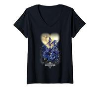 Donna Disney Kingdom Hearts Poster Logo Maglietta con Collo a V