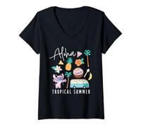 Donna Disney Lilo & Stitch Angel Aloha Tropical Summer Beach Trip Maglietta con Collo a V