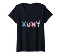 Donna Disney Lilo & Stitch Aunt Birthday Gift Family Disney Trip Maglietta con Collo a V