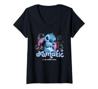 Donna Disney Lilo & Stitch Bubble Pop "Dramatic is My Middle Name" Maglietta con Collo a V