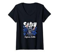 Donna Disney Lilo & Stitch Cosmic Cutie Tropical Logo Maglietta con Collo a V