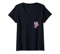 Donna Disney Lilo & Stitch Dance Pose Angel Pocket Logo Maglietta con Collo a V