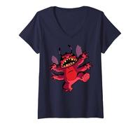 Donna Disney Lilo & Stitch Experiment 629 Leroy Chaotic Terror Run Maglietta con Collo a V