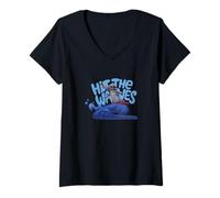 Donna Disney Lilo & Stitch Hit The Waves Surfing Stitch Maglietta con Collo a V