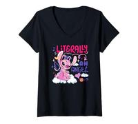 Donna Disney Lilo & Stitch Literally An Angel Colorful Chest Logo Maglietta con Collo a V