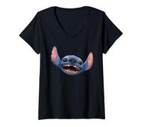 Donna Disney Lilo & Stitch Live-Action Movie Stitch Big Face Maglietta con Collo a V
