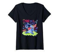 Donna Disney Lilo & Stitch Make Your Own Rules Colorful Sketch Maglietta con Collo a V