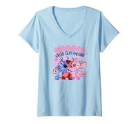 Donna Disney Lilo & Stitch Nobody Gets Left Behing Sketch Big Logo Maglietta con Collo a V