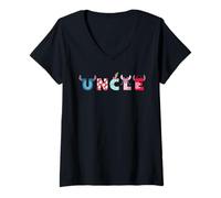 Donna Disney Lilo & Stitch Uncle Birthday Gift Family Disney Trip Maglietta con Collo a V