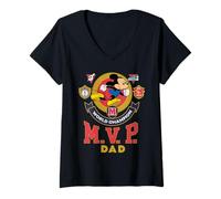Donna Disney M.V.P. Dad Mickey Mouse Racing Champion Father's Day Maglietta con Collo a V