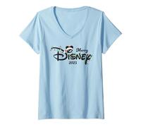 Donna Disney Merry Christmas Lights Script Logo 2025 Holiday Trip Maglietta con Collo a V