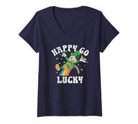 Donna Disney Mickey And Friends St. Patrick's Day Happy Go Lucky Maglietta con Collo a V
