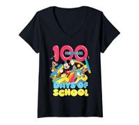 Donna Disney Mickey & Friends 100 Magical Days of School 100th Day Maglietta con Collo a V