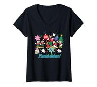 Donna Disney Mickey & Friends Christmas Fun Friendship Festivities Maglietta con Collo a V