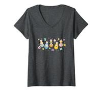 Donna Disney Mickey & Friends Easter Eggs Friends Cute Chest Logo Maglietta con Collo a V