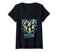 Donna Disney Mickey & Friends Easter Ensemble Bunny Ears Icon Maglietta con Collo a V