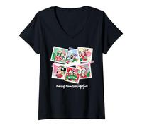 Donna Disney Mickey & Friends Making Memories Together Christmas Maglietta con Collo a V