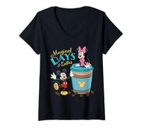 Donna Disney Mickey & Minnie Magical Days & Lattes Coffee Lovers Maglietta con Collo a V
