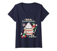 Donna Disney Mickey & Minnie "The Peppermint to My Mocha" Holiday Maglietta con Collo a V